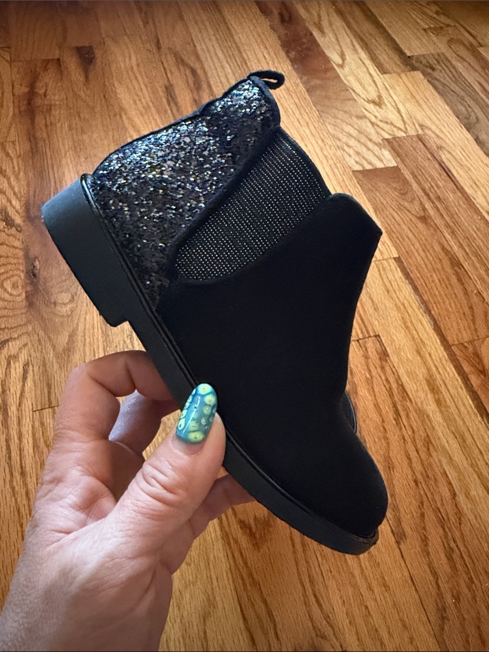 Harper Canyon Black Glitter Chelsea Bootie